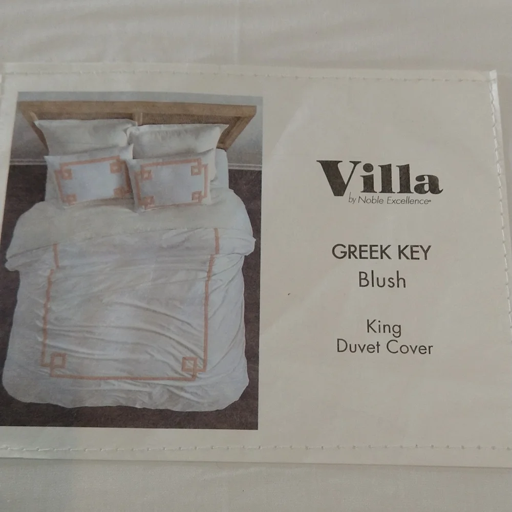 Villa by Noble Excellence Greek Key Blush King Duvet Cover - Picture 6 of 7